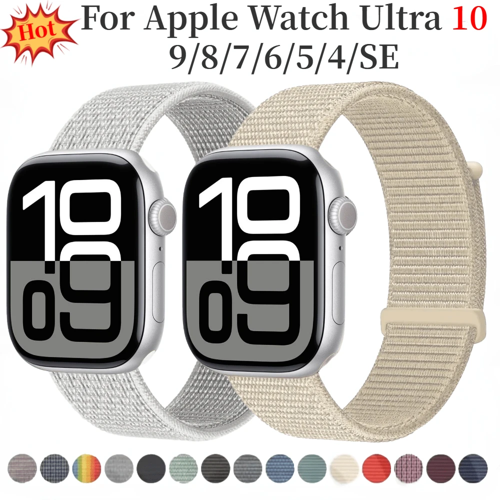 حزام نايلون لساعة أبل الترا 3/2/1 49 مللي متر قابل للتعديل مطاطا مضفر iWatch 10-11 46 مللي متر 42 مللي متر 9 8 7 6 5 4 SE/3 45/41/44 مللي متر 40 مللي متر