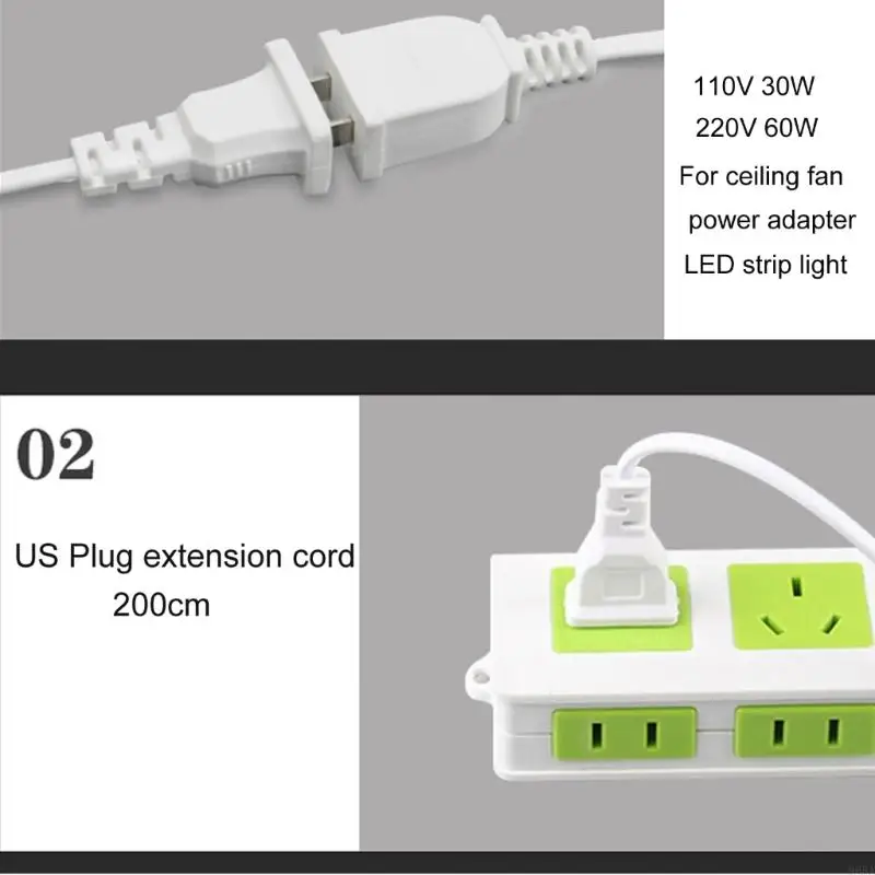 96BA Power Cable with 2,4,6,8 12Hour Timer Control 200cM 60W with Auto Shut-Off Function for Energy-Saving Convenience