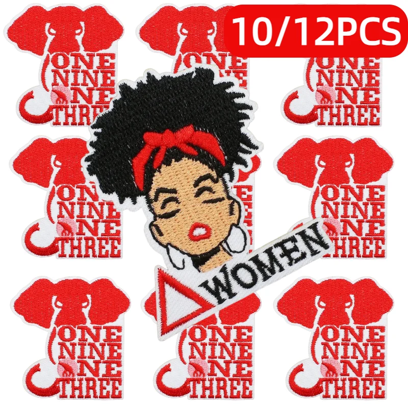 10/12PCS Wholesale 1913 DST Pink Theme Embroidery Cloth Delta Sigma Theta Patch Independence Day Ironing Bag/hat/cloth