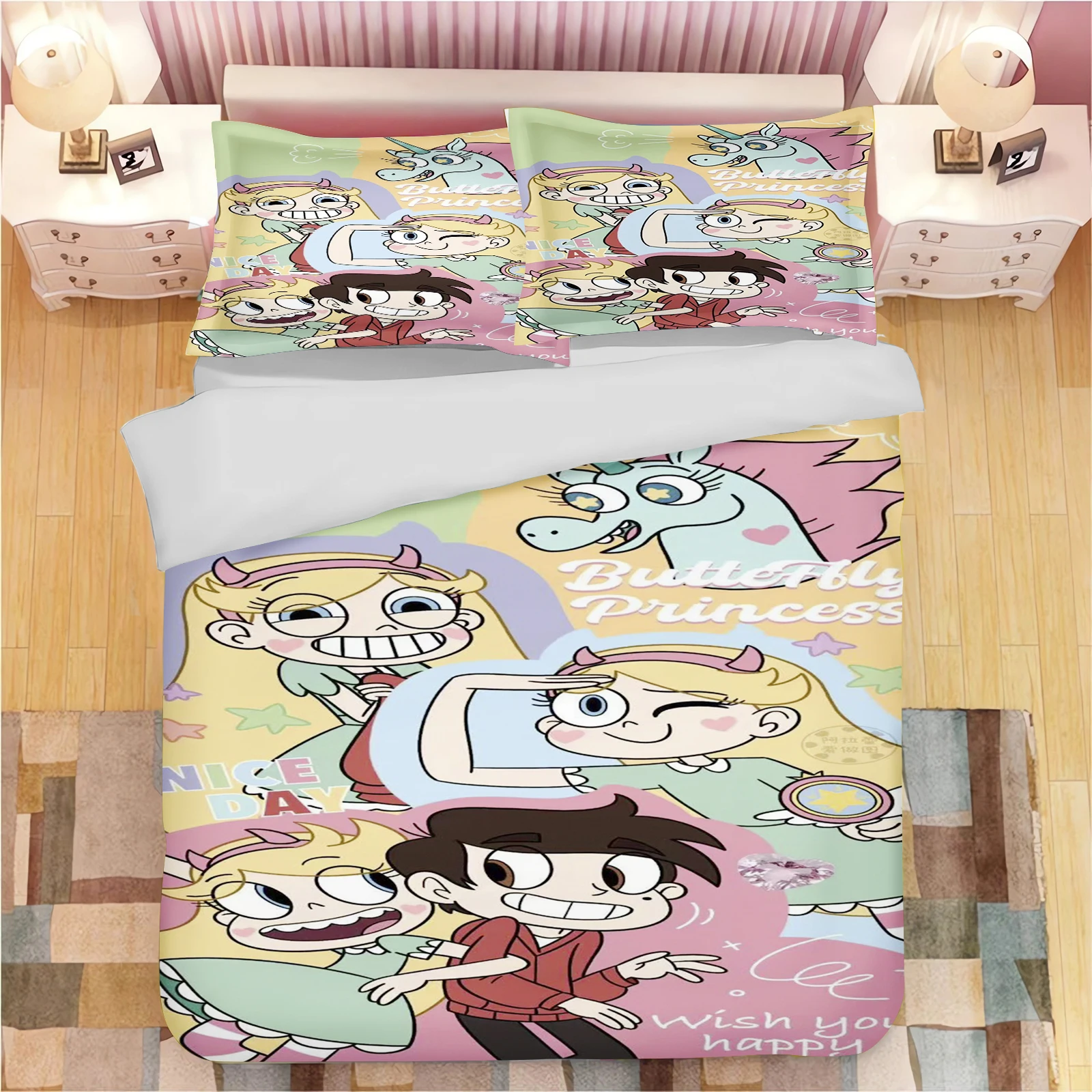 

Star Butterfly Princess Duvet Cover Set for Children's Room, Polyester Decor, Comfortable Bedding, Various Size, New Comforter