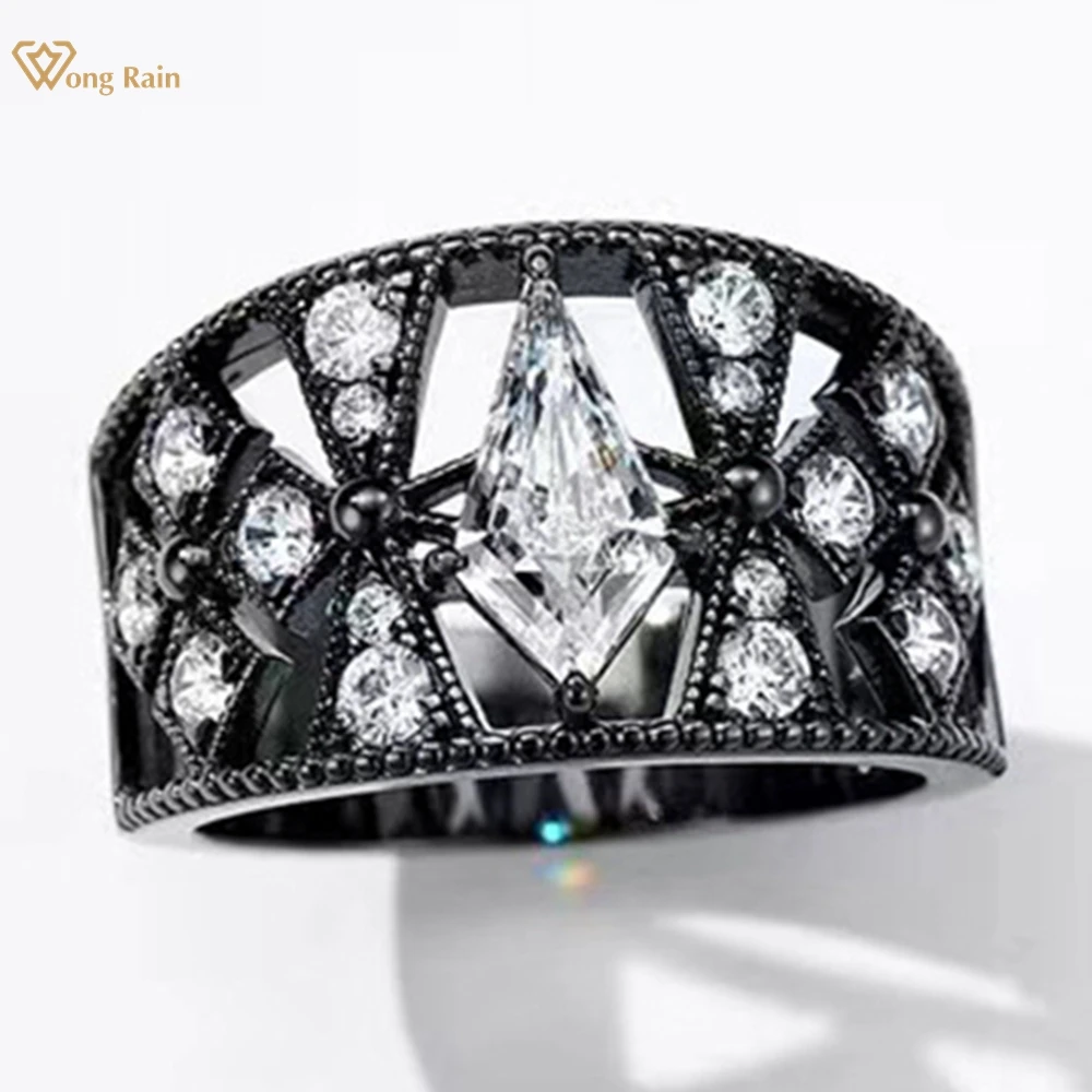 

Wong Rain Elegant 925 Sterling Silver Lab Sapphire High Carbon Diamond Gemstone Personality Ring for Women Fine Jewelry Gifts