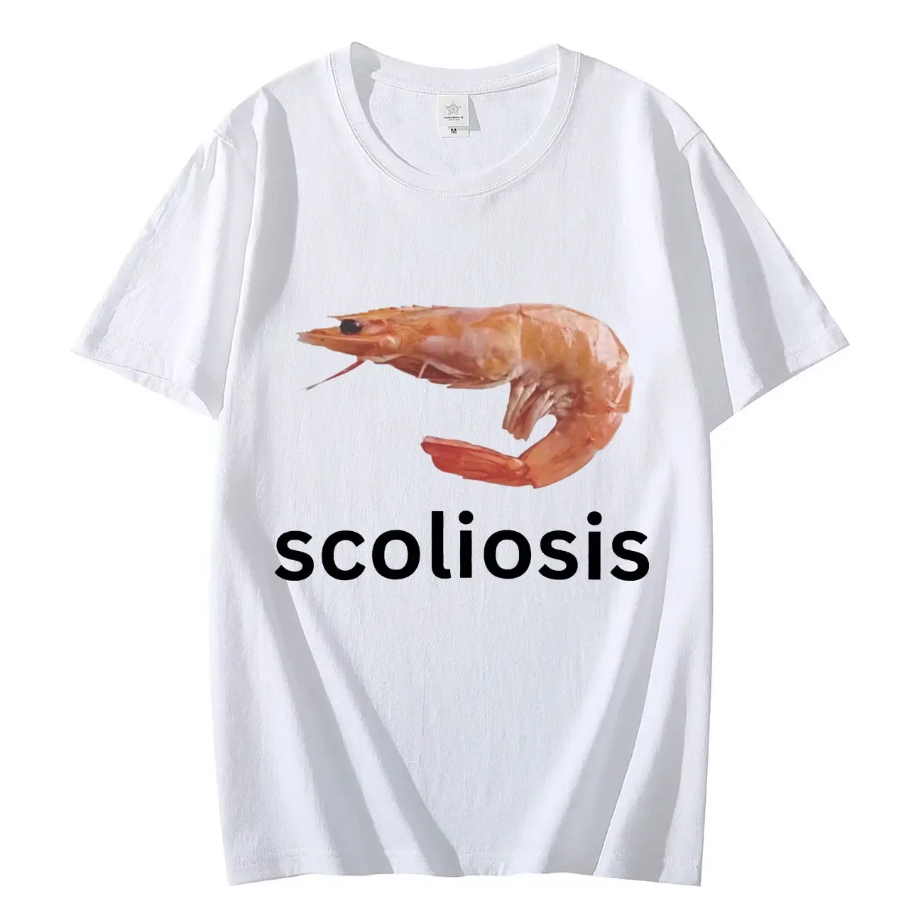 Scoliosis Funny Shrimp Meme T-shirt Unisex Fashion Casual T-shirts Summer Short Sleeve T Shirts Streetwear Women T Shirts