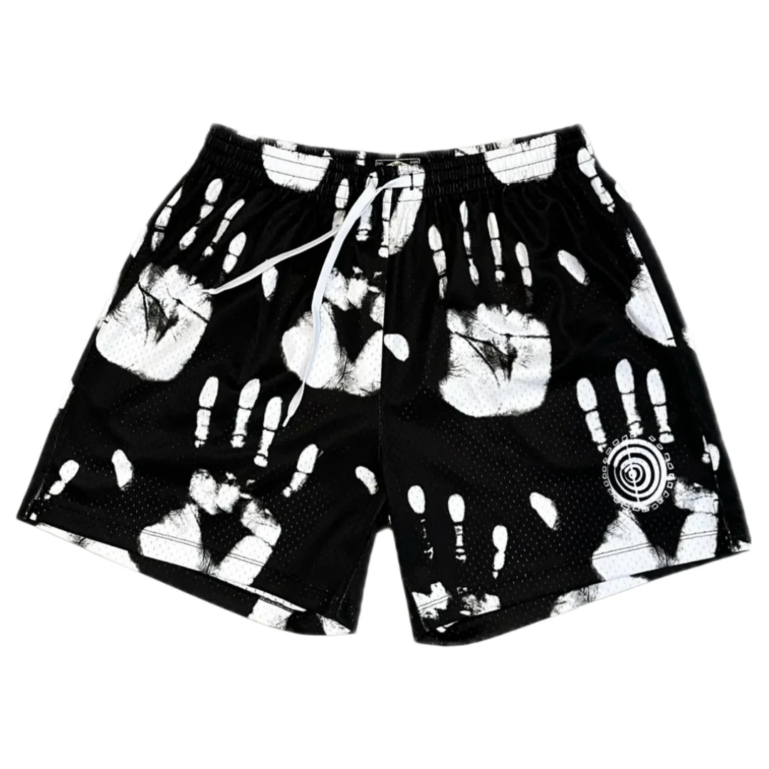 Street Style Dark Punk Rock Style Black & White Contrast Color Scheme Men's Athleisure Shorts Summer Quick-drying Lightweight