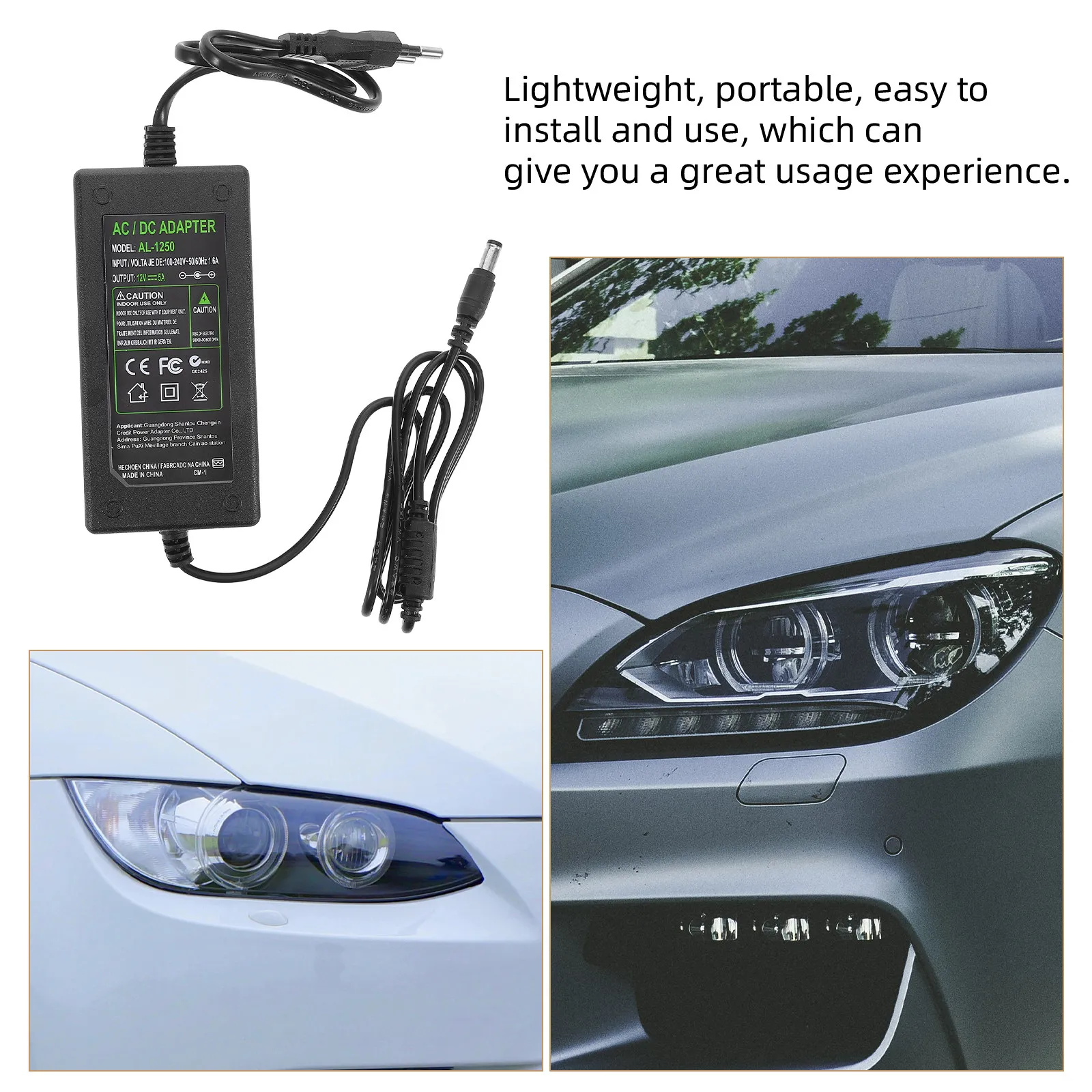 Car Headlight Restoration Power Adapter Robust Plastic Automotive Headlight Lens Repair Tool Kit Eu Plug Car Accessories