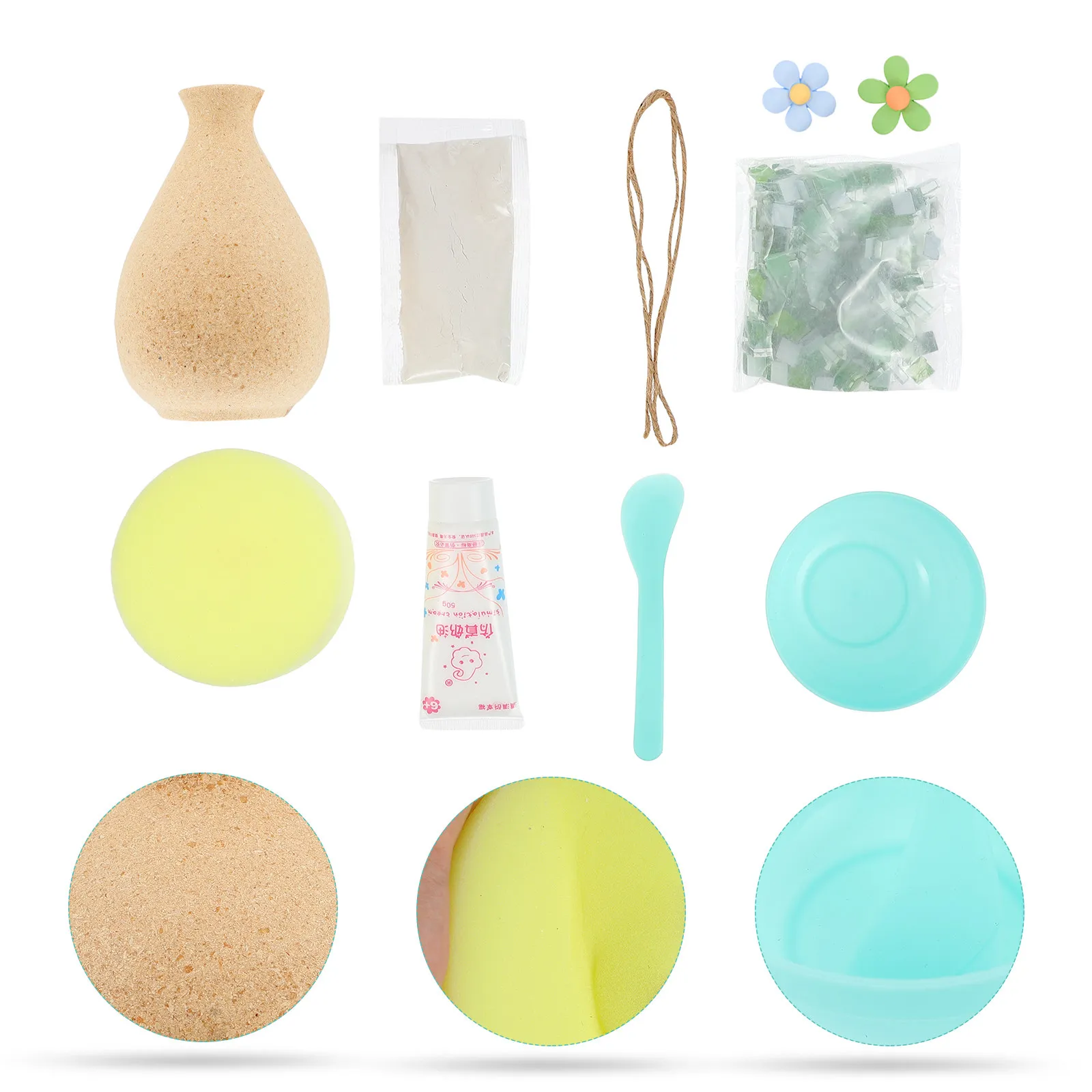 

1Set DIY Mosaic Vase Kit Wooden Handmade Craft Material for Kids Educational Parent Child Interactive Gift DIY Vase Kit