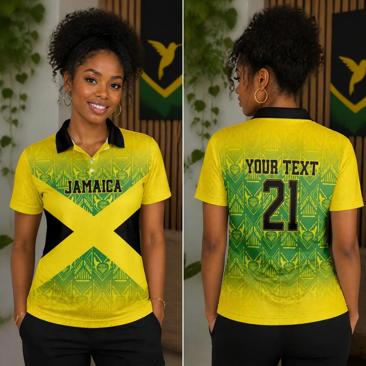 New Summer Elegant Modern Women's Jamaican Pattern Polo Shirt Print Short Sleeve Casual Sporty Fashion T-Shirt