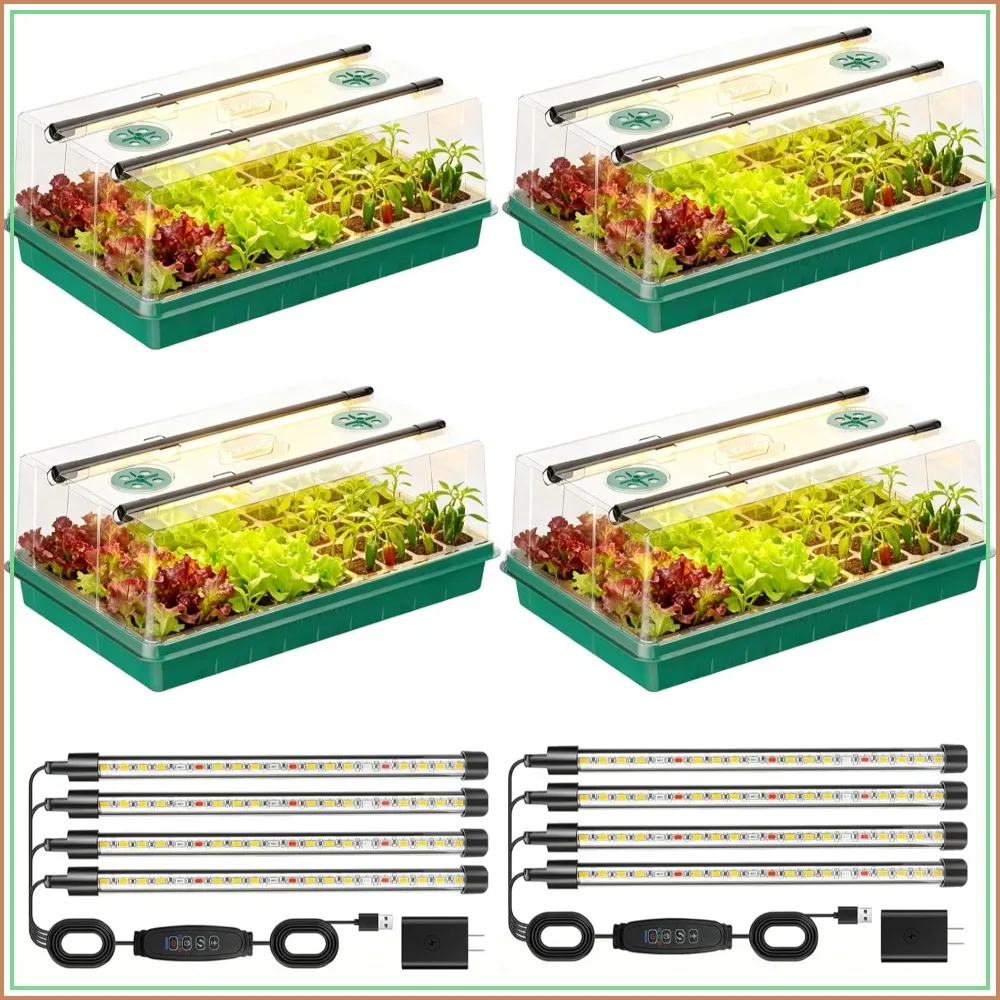 

Seed Starter Trays with Grow Lights, 3 Modes, 240 Cells Indoor Kit for Herbs Vegetables Flowers