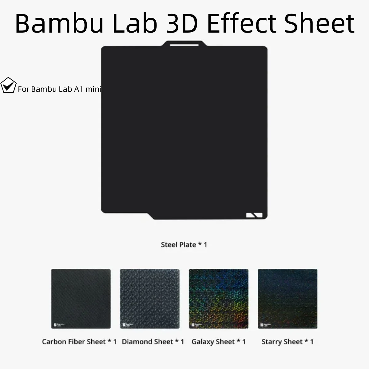 Bambu 3D Effect Sheet 3D Printing Transfer Film Suitable for A1/X1/P1/A1 mini (film*4+steel plate*1) 3D Printer Accessories