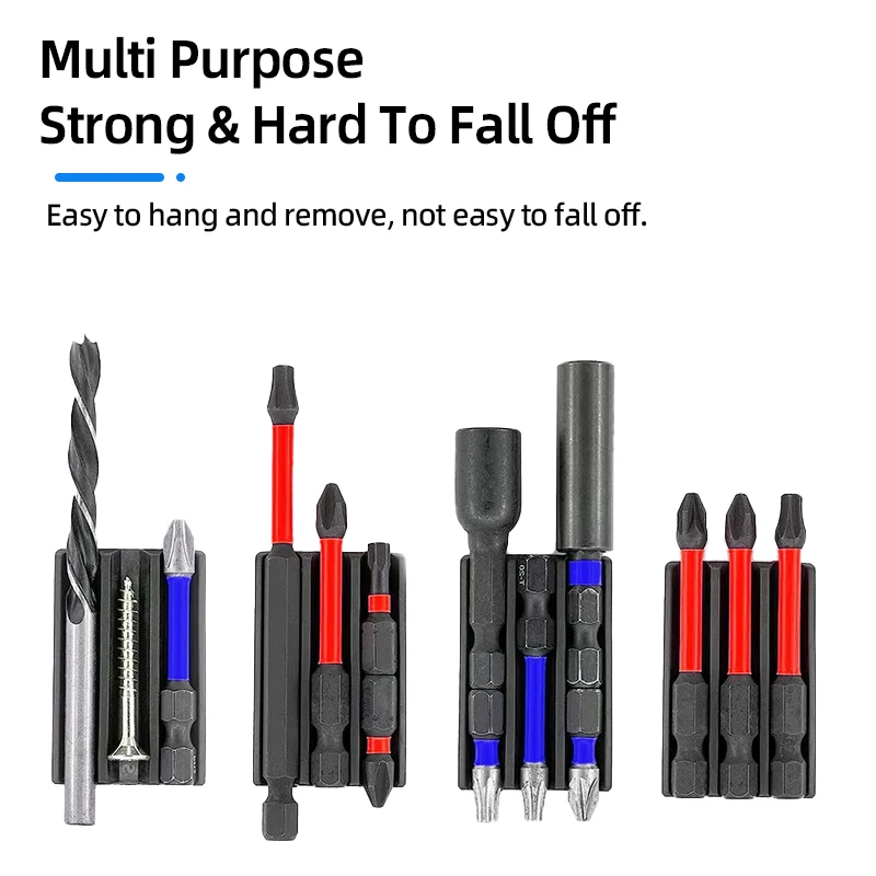 Magnetic Bit Holder 3/4 Holes Screwdriver Bit Holder Drill Bit Stand Storage Case with 3M Adhesive Tape Power Tools Accessories