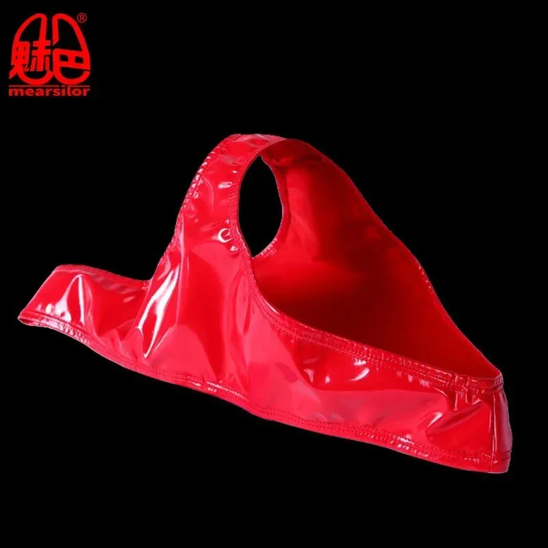 Women\'s Latex Ammonia Low Waist Small Panties Sexy Narrow Crotch Shiny Patent Leather Small Triangle Panties