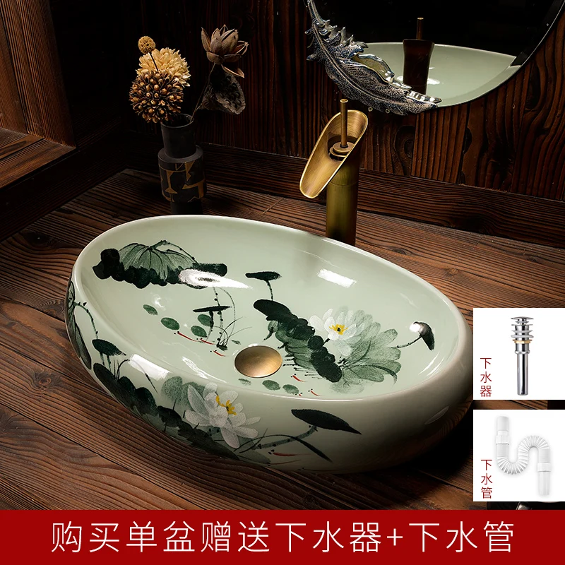 Red Thread pattern porcelain bathroom vanity bathroom sink bowl countertop Ceramic wash basin bathroom sink