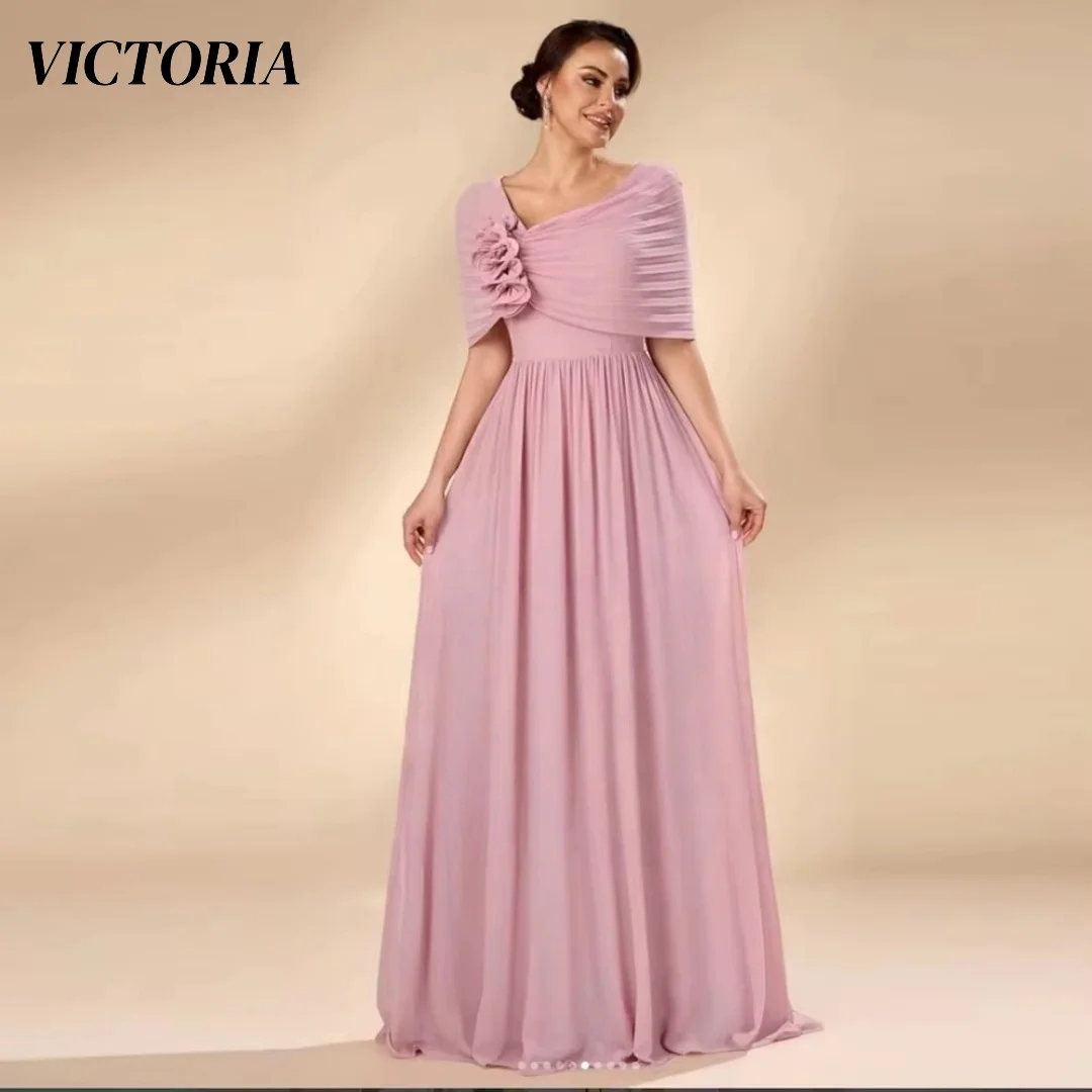 VICTORIA  elegant Women A-line Floor Length Maxi Asymmetrical One-Shoulder Flower Skirts Tulle Mother Of The Bride Dresse Custom