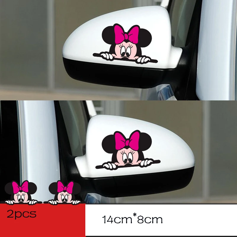 Disney Mickey Minnie Mouse Car Sticker Cartoon Auto Body Rearview Mirror Window Car Tail Sticker Covering Up Scratches Decals