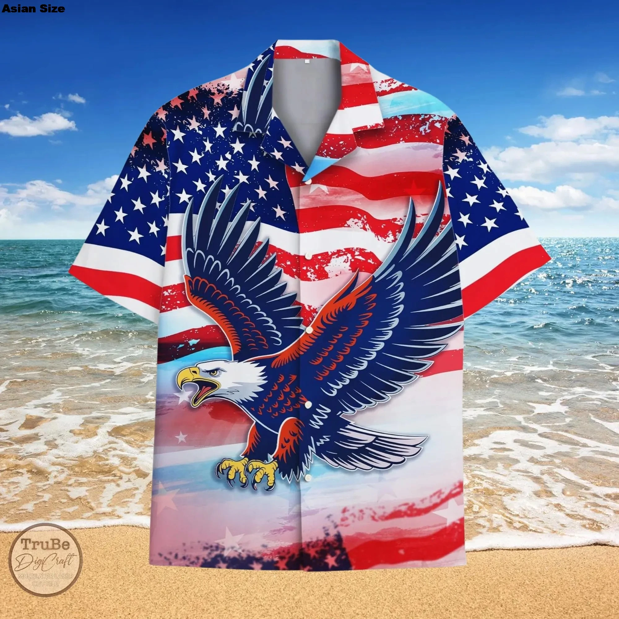 American Eagle Hawaiian Shirts For Men America Flag Shirts Mens Short Sleeve Button Down Shirts Patriotic Shirt For Men Clothing