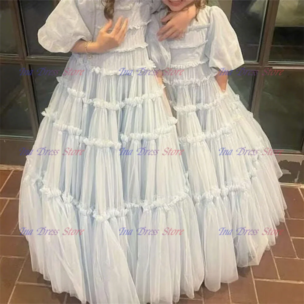 Elegant Pink Flower Girl Dress Quality Tulle Fluffy for Kids Wedding Birthday Party Evening Ball Gowns Customisable Color Size