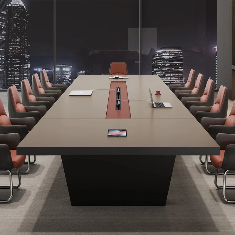 Light Luxury High-end Large Thickened Conference Table And Chair Combination Conference Office Conference Table Long Table HOME