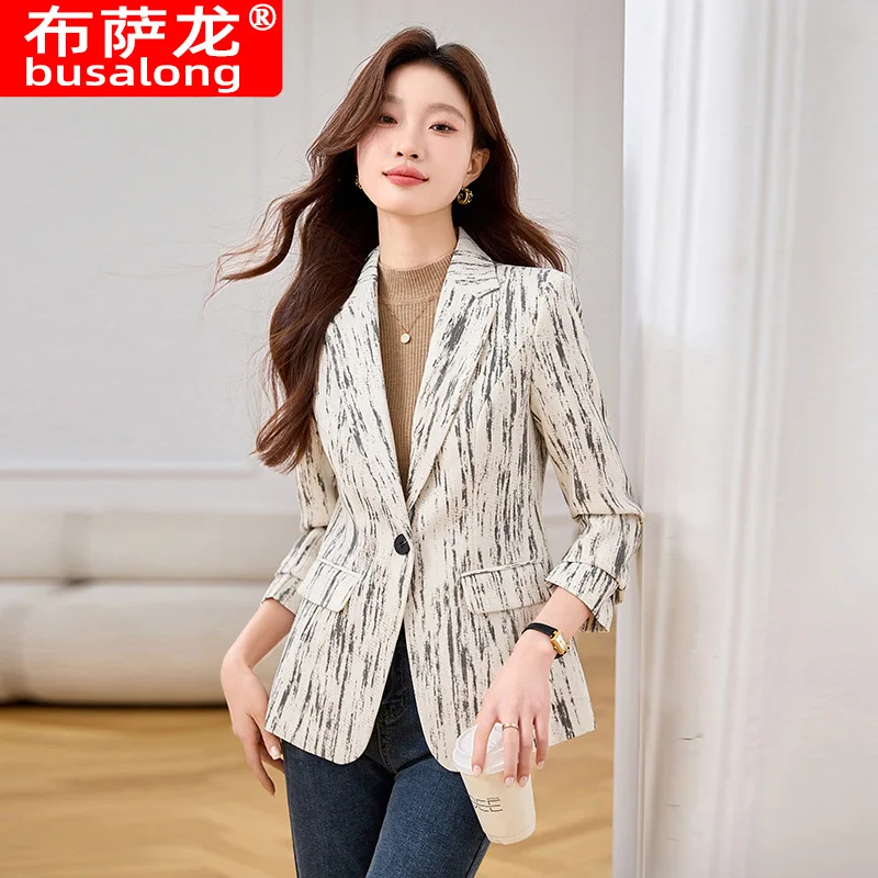 

2025New Stylish Fashion Suit Casual Women's Long Sleeve Professional Blazer Formal Jacket Workwear8103