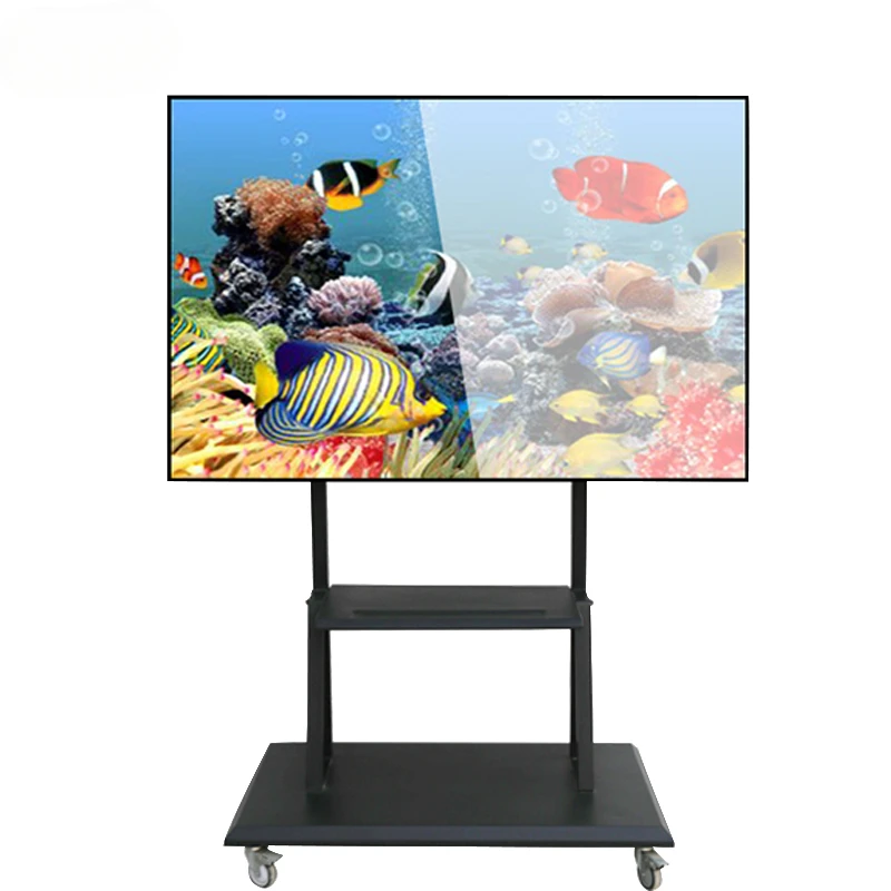 65-86 Inches Raising TV Lift Stand TVs/LCD Motorised Car with Mount Bracket for Large Size LCD 360 Degree Movable TV Holder