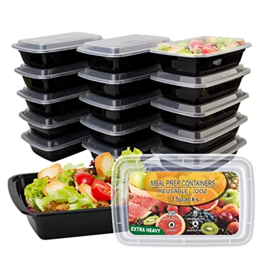 

15 Pack- Meal Prep Containers 32oz, Plastic Food Prep Containers Reusable, Leakproof To Go Food Containers with Lids, BPA-Free,
