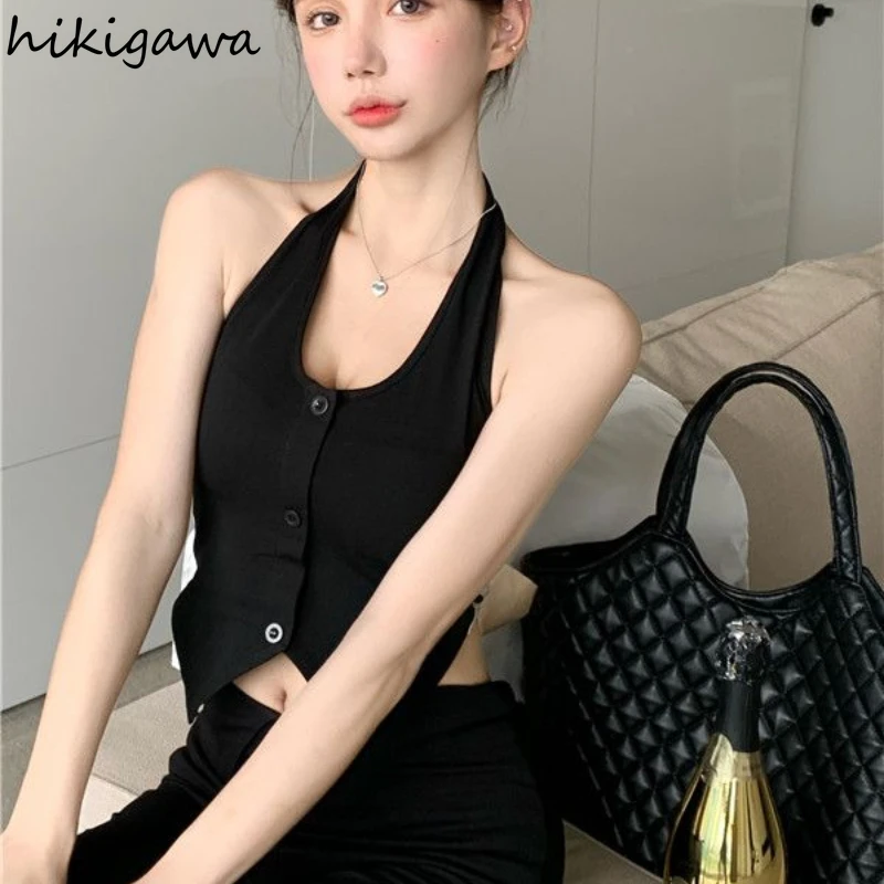 Sexy Bandage Bow Y2k Tops 2024 Women Clothing Sleeveless Tunic Summer Vest Fashion Korean Camis Backless Harajuku Crop Tanks