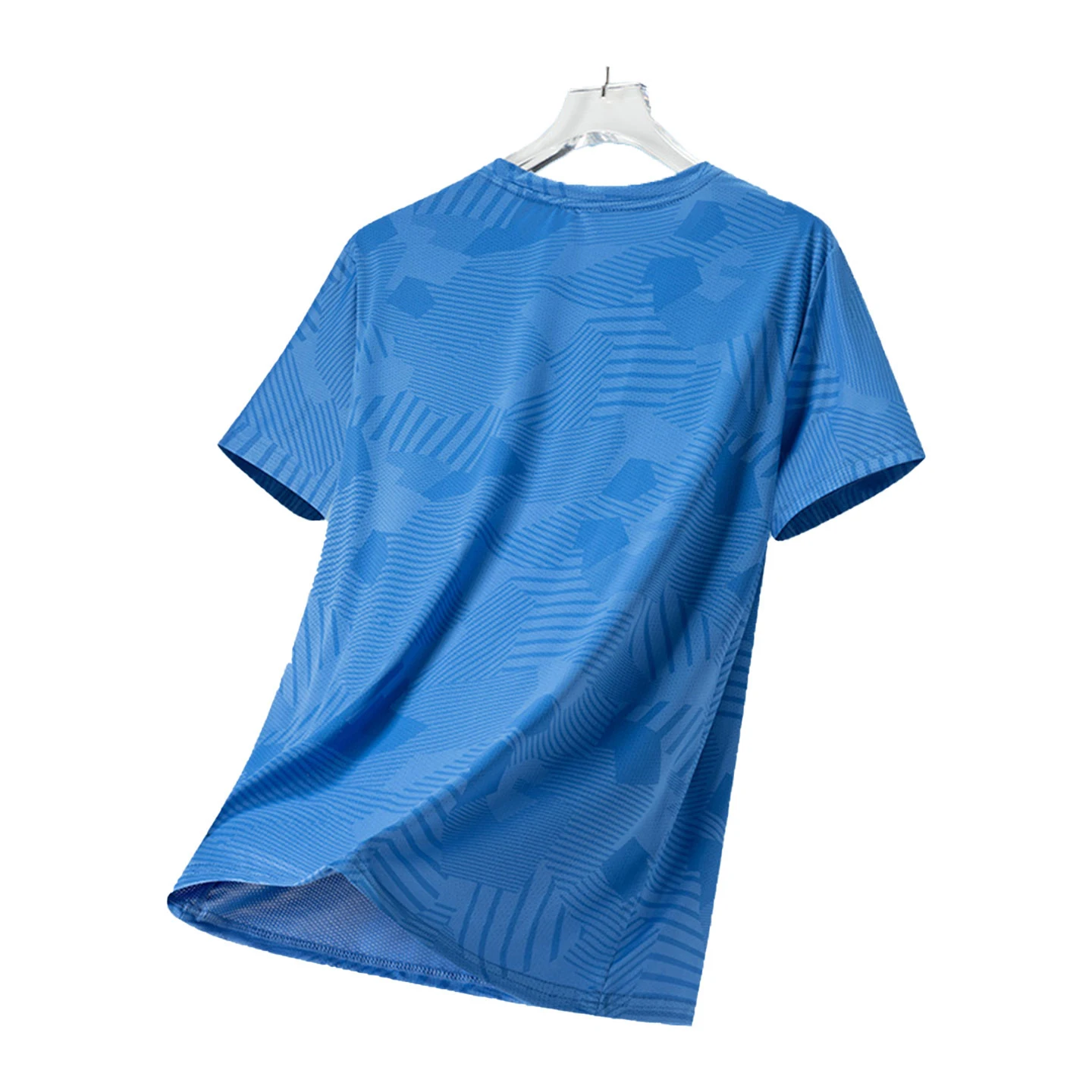 Men's Ice Silk T-shirt Summer Running Fitness Color Matching Quick-Drying Short Sleeves Men Loose Breathable Sports T-Shirt