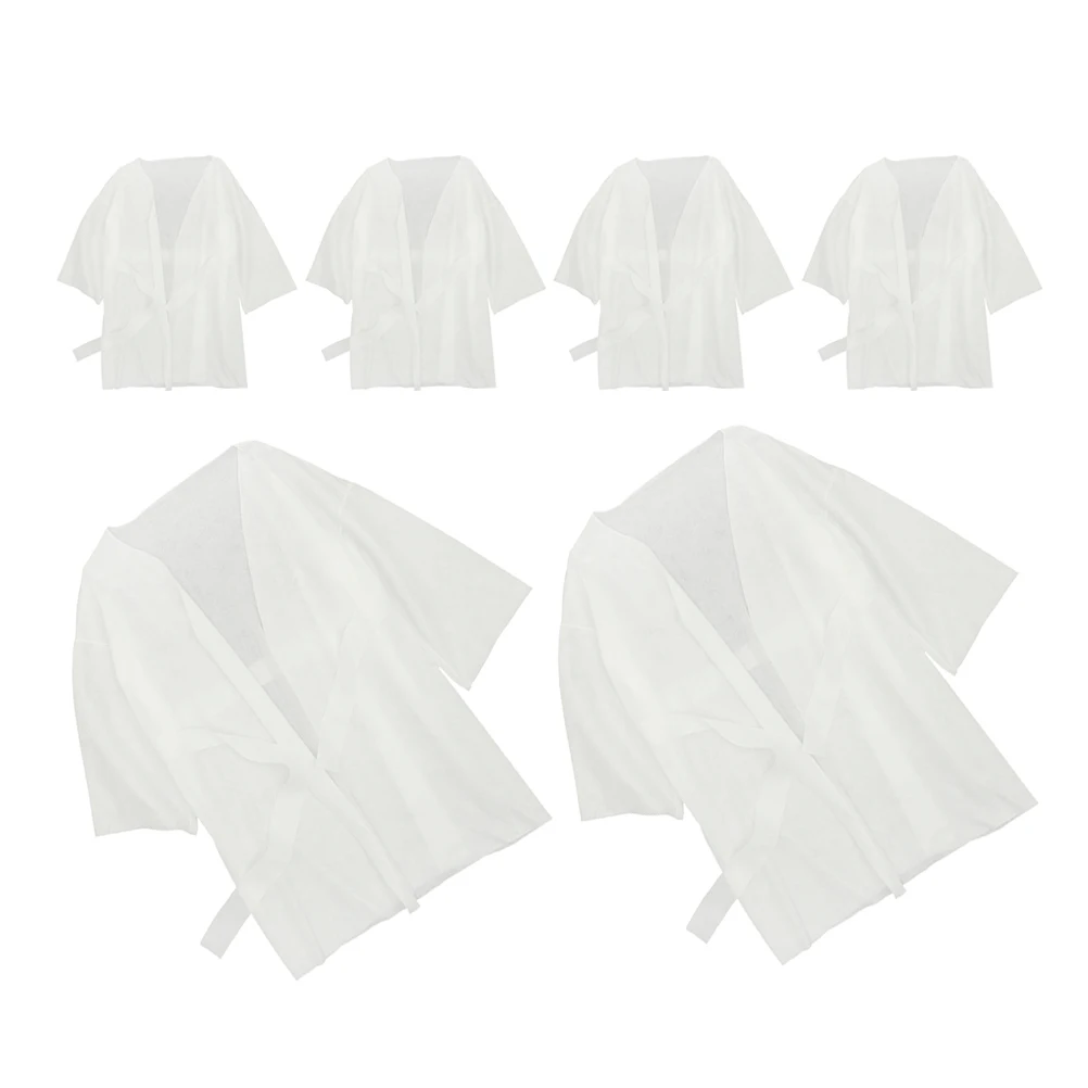 

6Pcs Disposable Bathrobe Shower Spa Sauna Wraps Soft Lightweight Salon Body Wraps for Travel Hotel Use Sweat Steaming Robe