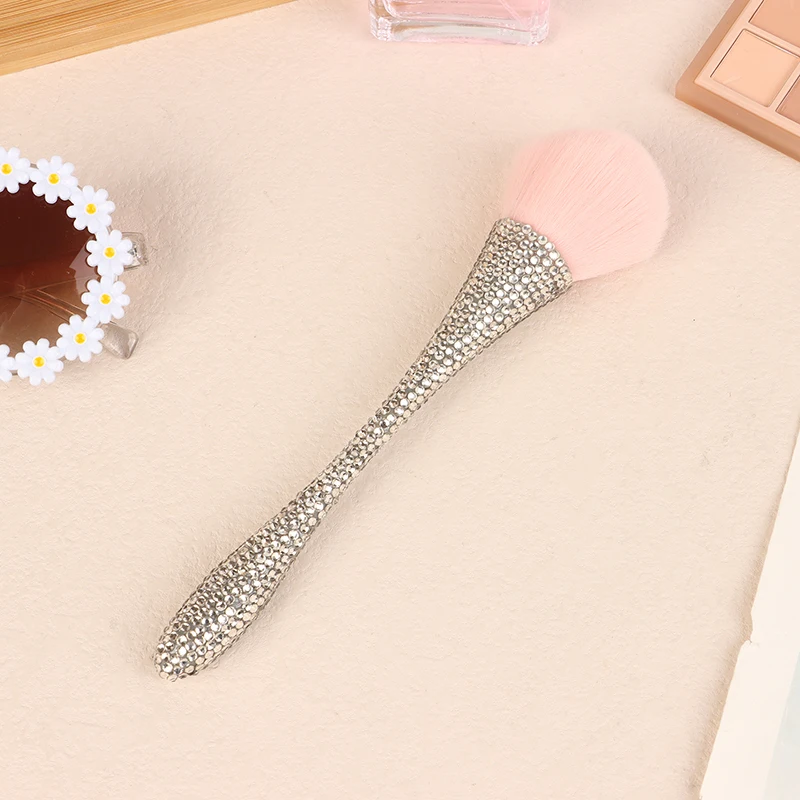 1pc Nail Dust Brush Rhinestone Bling Handle ,Acrylic Nail Art Cleaning Brush Manicure Tool