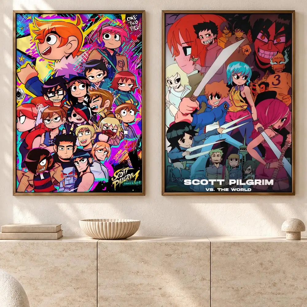Legendary Comic Scott Pilgrim vs. the World Poster Art  Self-Adhesive No Glue Dorm Wall  Waterproof Coffee House Art Sticker