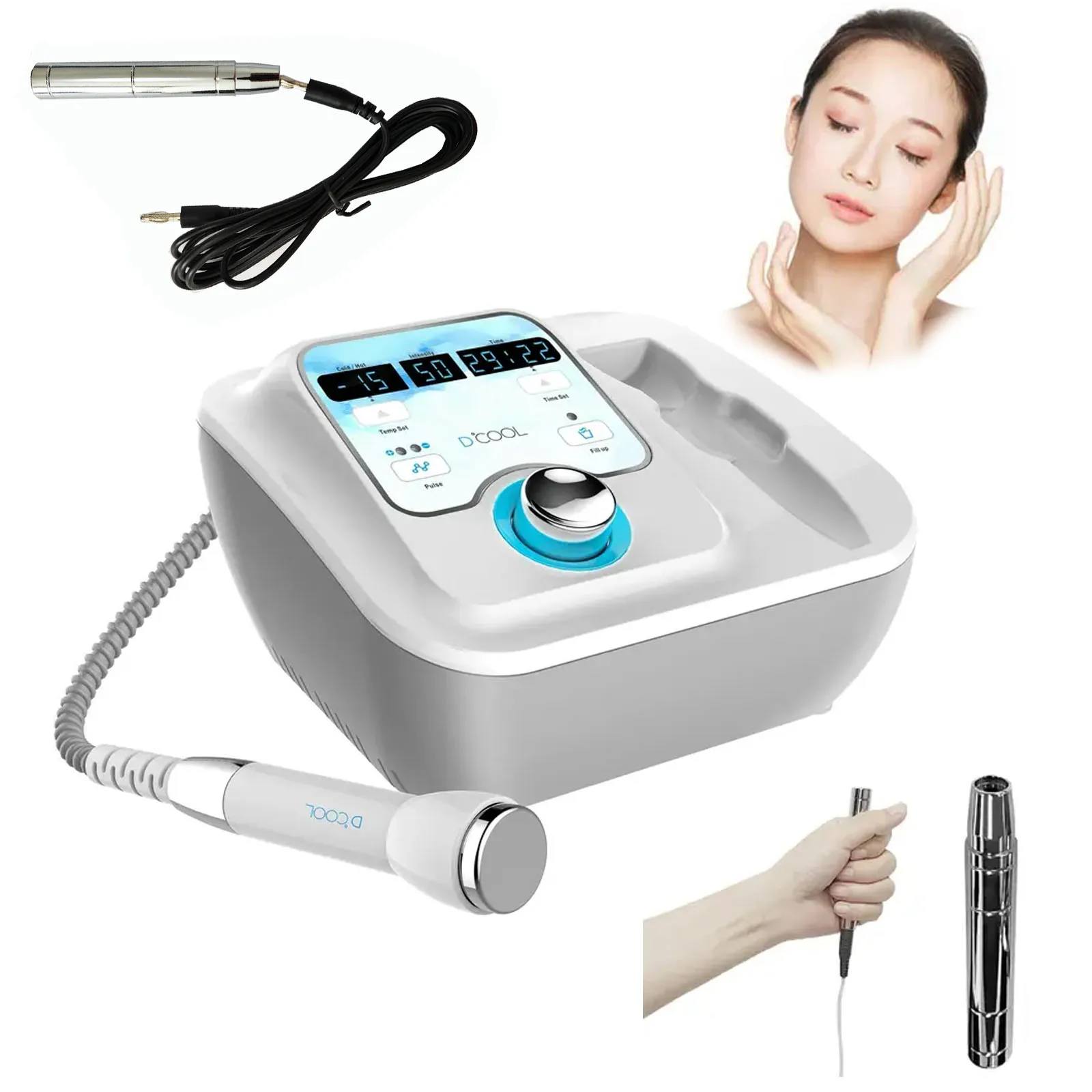 Nuevo 2025 Sliming Dcool portátil fresco caliente EMS para estiramiento de la piel Anti hinchazón máquina de electroporación Facial dispositivo de belleza