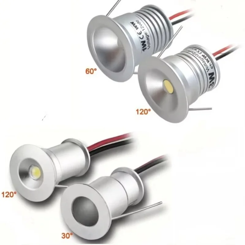 1W IP65 12V Mini LED Spotlight for Stage Bedroom Kitchen Cabinet Ceiling Stair Lighting 15mm/25mm Spot Bulb Display Lamp