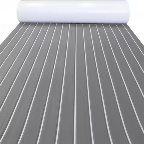 KXKZREN-2400x450mm EVA Foam Faux Teak Decking Sheet Marine Boat Flooring Sea Deck Yacht Mat Self-adhesive Kayak RV Non-slip Pad