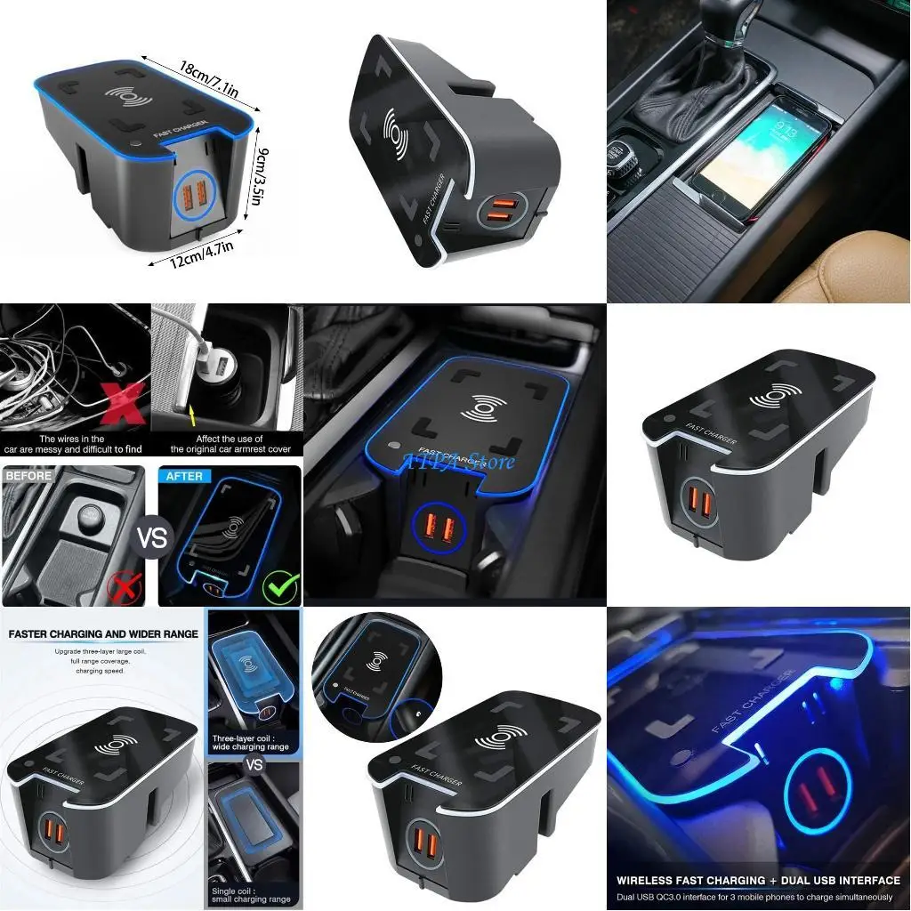 

U13C Charging Plate for XC60 XC90 V90 Charging Holder with Double USB Port