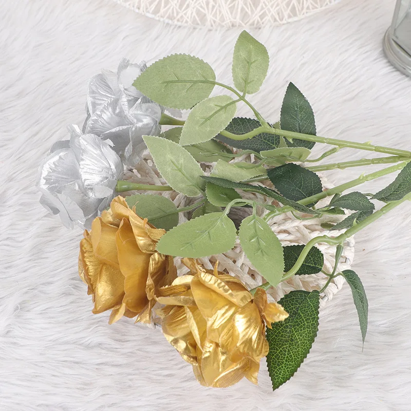 Künstliche Goldrose als Szenendekoration für Party, Hochzeit, Straßenrand-Blumenarrangement, Heimdekoration, Geburtstagsfeier-Deko – Detail 5