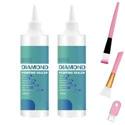 300ML(10OZ)Diamond Painting Sealer Kits with 3 Pcs Brushes Diamond Art Sealer Puzzle Glue Accessories and Tools for Adults