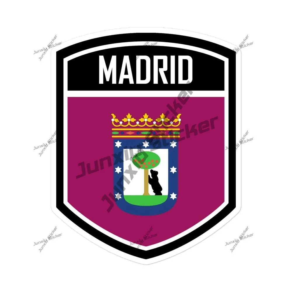 

Madrid Flag Emblem Sticker Spanish City Shield Occlusion Scratch Stickers Scratch-proof Exterior Decal Accessories Vehicle Pvc