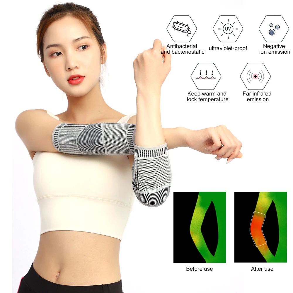 1Pair Graphene Elbow Brace Compression Support Sleeve for Tendonitis, Tennis Elbow, Golf Elbow Treatment - Reduce Joint Pain