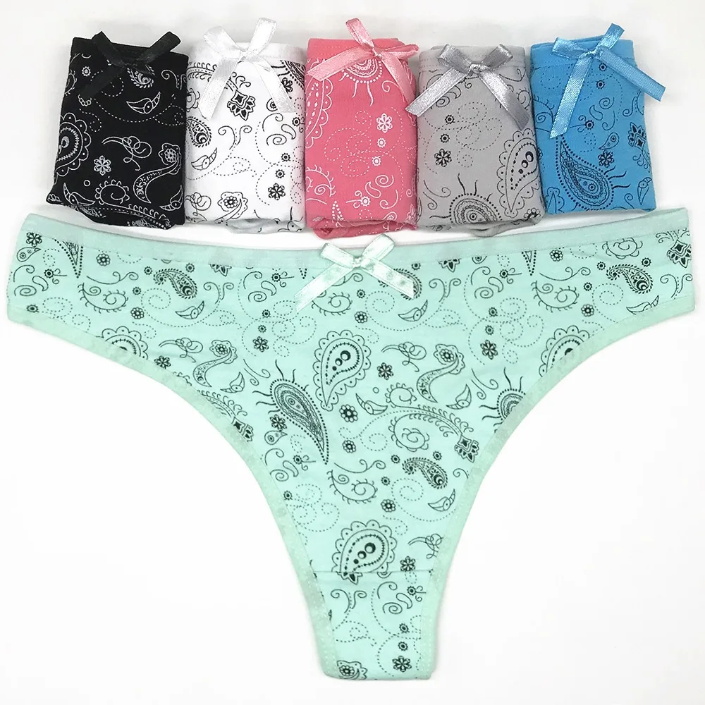 New Style 5pcs/Lot Girl shorts Cotton Ladies Thong Print wholesale Briefs Women panty T Underwear 87339
