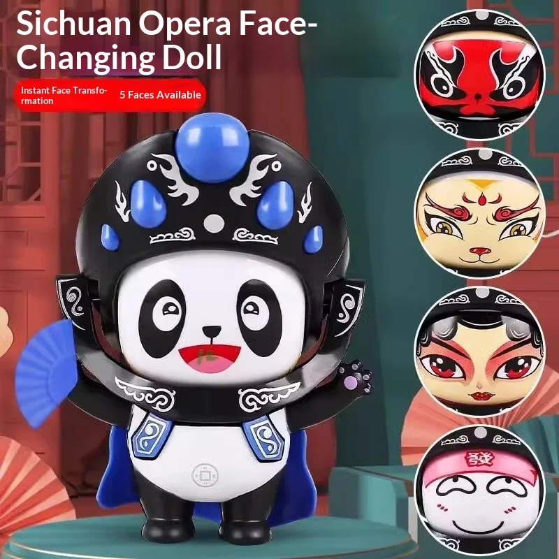 

Sichuan Opera Face Changing Panda Doll Traditional Chinese Culture National Trend Stress Relief Toy Portable Figurine Decorative