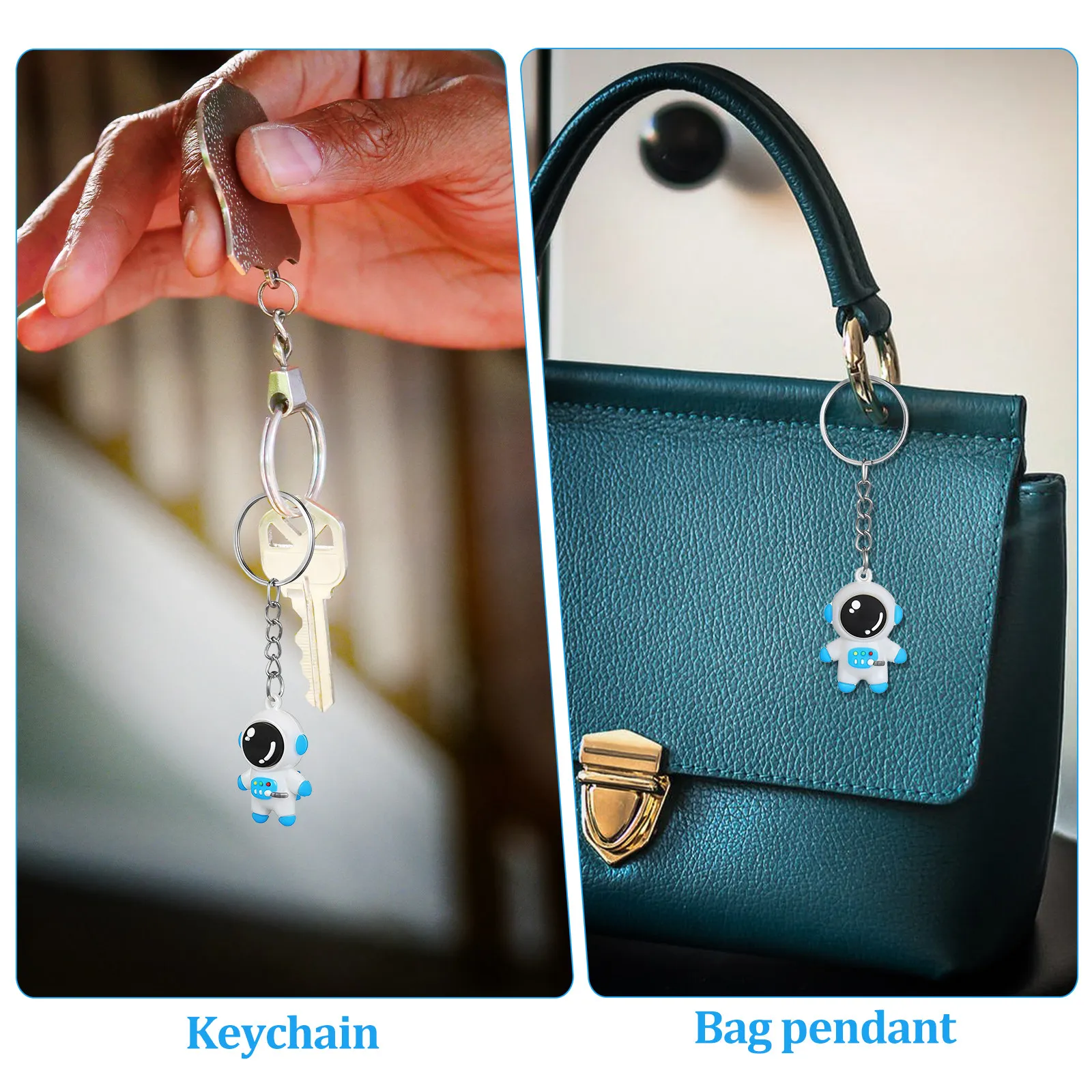 24pcs Astronaut Keychains Cute Cartoon Spaceman Bag Charms for Birthday Gifts, School Carnival Prizes, Travel Luggage
