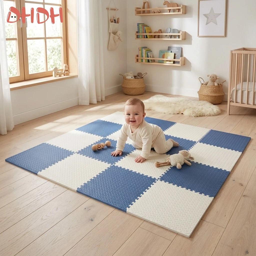 

Премиум-коврик для игр для малышей, 16 шт., 60x60 см, из ЭВА-пены, 1 см толщиной, профессиональный детский коврик-пазл для ползания, напольный ковер для детской комнаты, модульный.