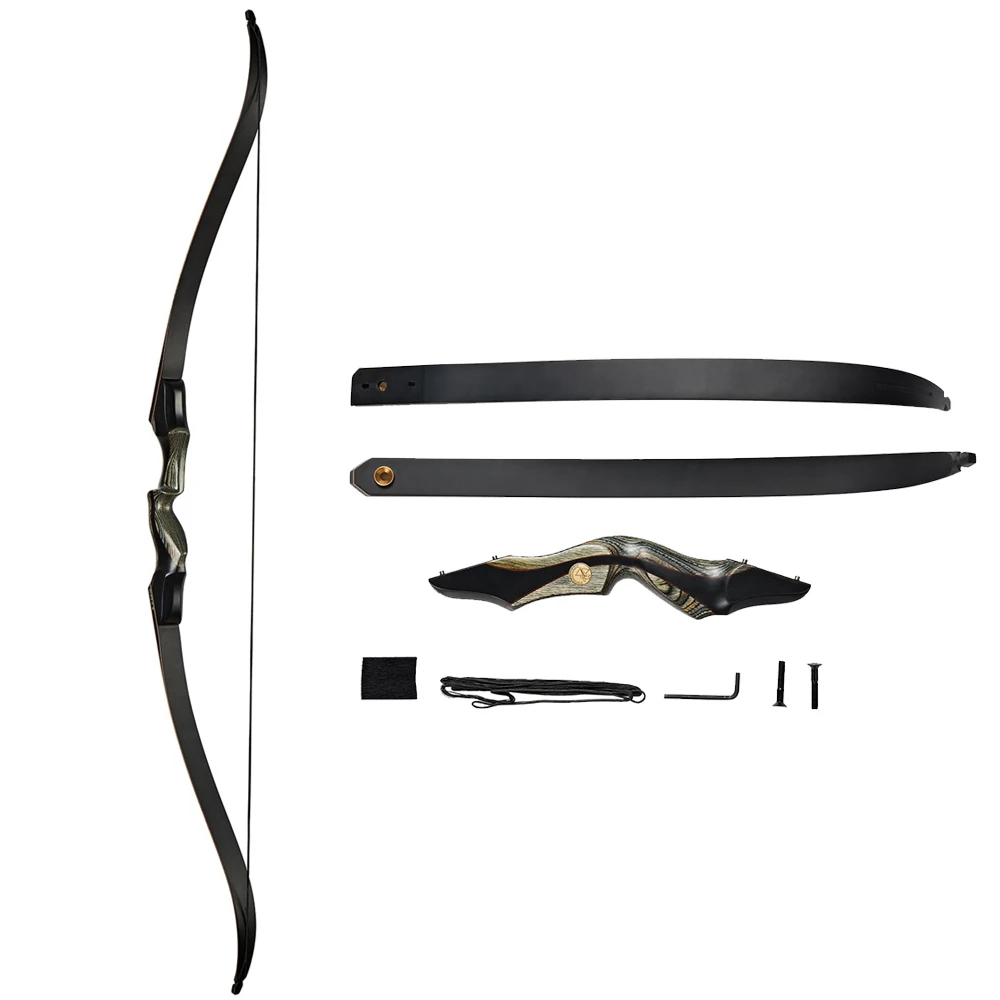 

60'' Recurve Bow 30-50lbs Right Hand Bow Tech Wood Traditional Wooden Split Archery Bow For Hunting