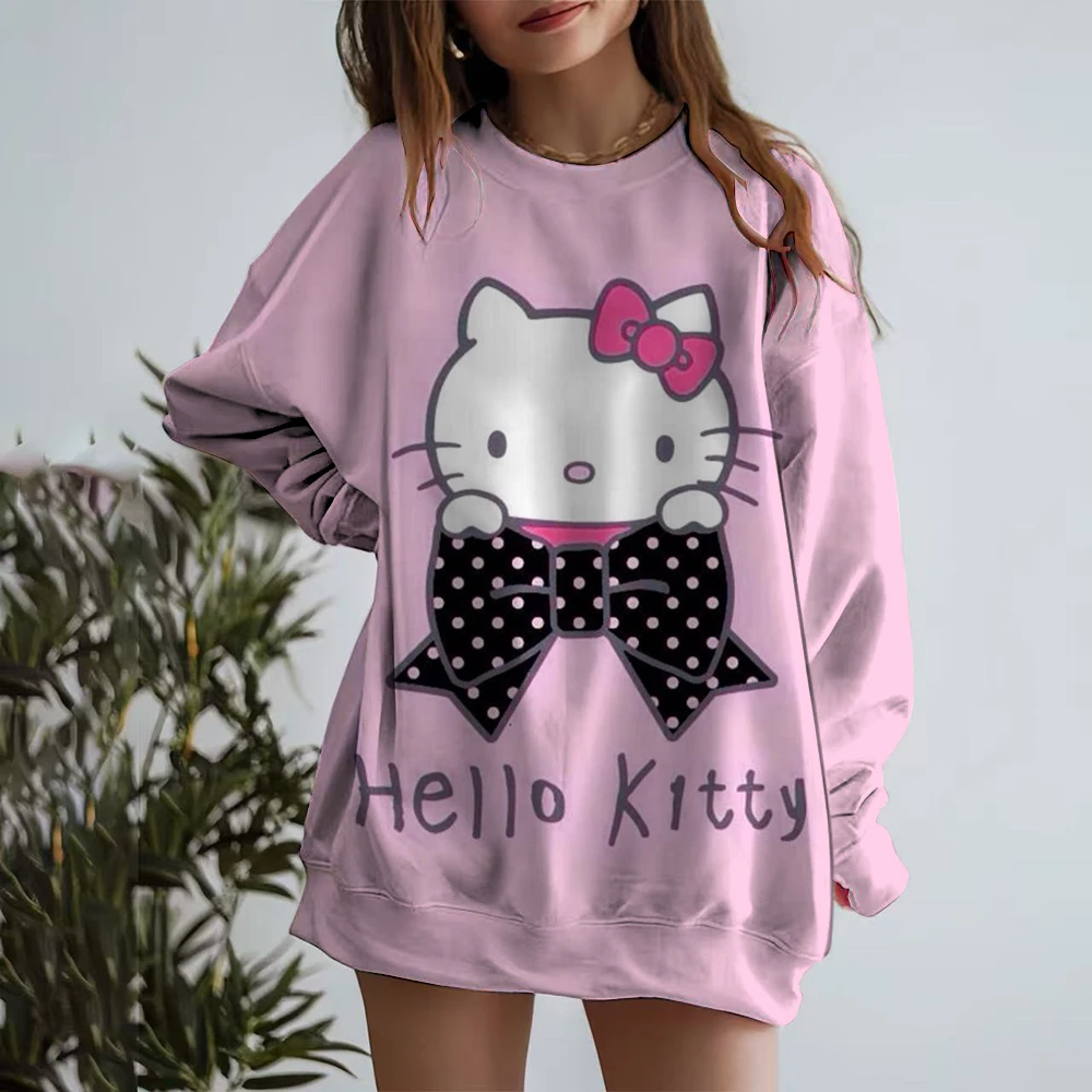 Winter neue Damenbekleidung Kuromi Hello Kitty Print Kapuzenpullover süßes Paar Kleidung Geschenk langärmeliger Punk Pullover