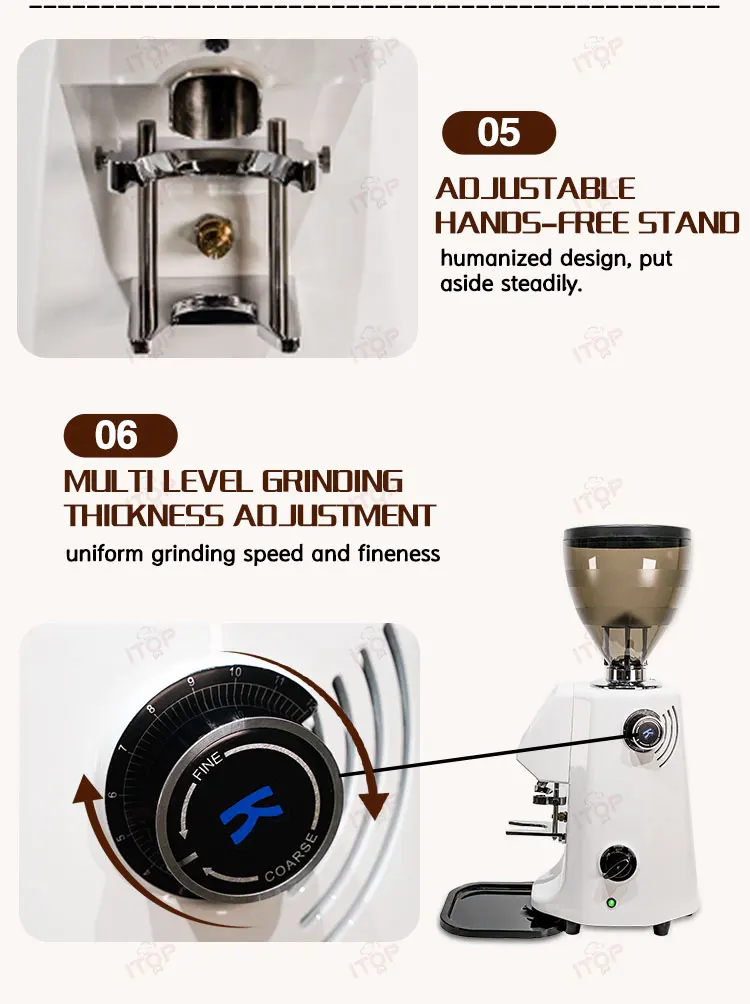 ITOP CG74A Commercial Coffee Bean Grinder 74mm Flat Burr Touch screen Quantitative Grinder Coffee Grinding Machine 110 220V