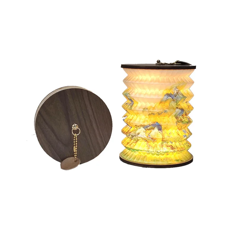 Creative Wooden Folding Atmosphere Small Lantern Night Light Decoration Room Desktop Decoration LED Light