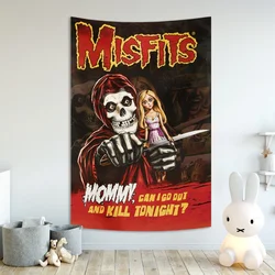 American Punk Rock Band Misfits Poster Tapestry Banner Flag Bohemian Hippie Dormitory Decorated With Wall Canvas Tapestries