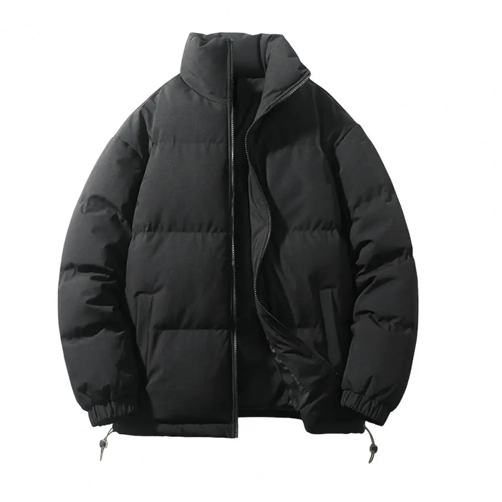 Veste matelassurera à manches longues pour hommes et femmes, manteau en coton, col montant, ourlet Wstring, poches, coupe chaude, hiver