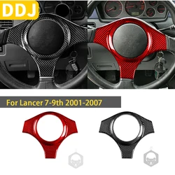 For Mitsubishi Lancer EVO 7-9th 2001-2007 Accessories Carbon Fiber Car Interior Steering Wheel Trim Cap Decorative Protector