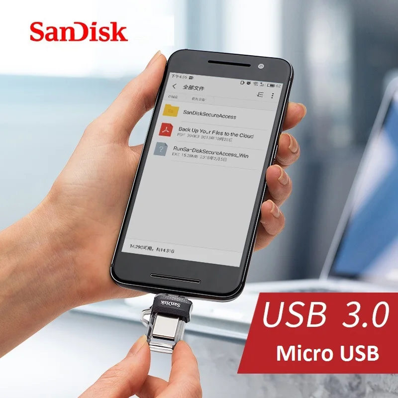 هاتف Sandisk الأصلي عالي السرعة 150 ميجابايت/ثانية مزدوج OTG USB 3.0 محرك فلاش القلم 64 جيجابايت 128 جيجابايت 32 جيجابايت 16 جيجابايت 256 جيجابايت كمبيوتر أصلي
