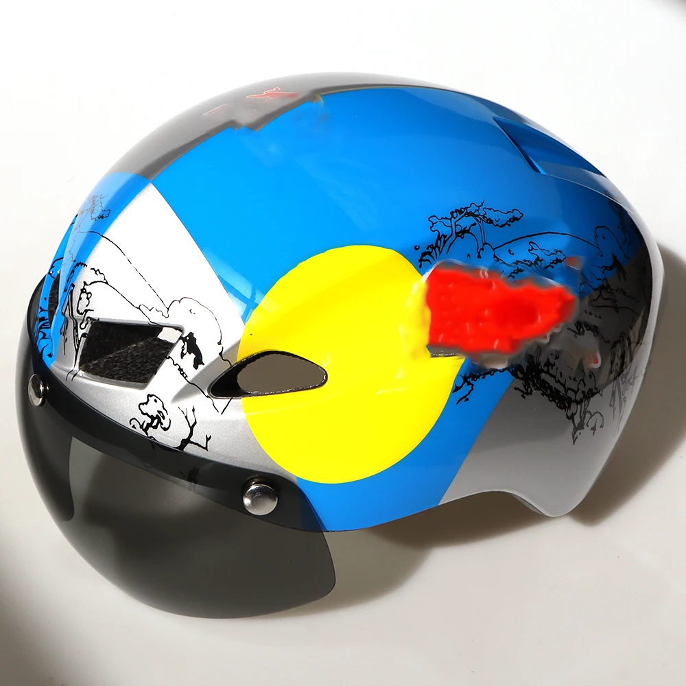 Triathlon Tri Aero TT Road Bicycle Helmet Goggles Racing Cycling Bike Sports Safety Timetrial Race Bicycle Helmet Cycling Goggle