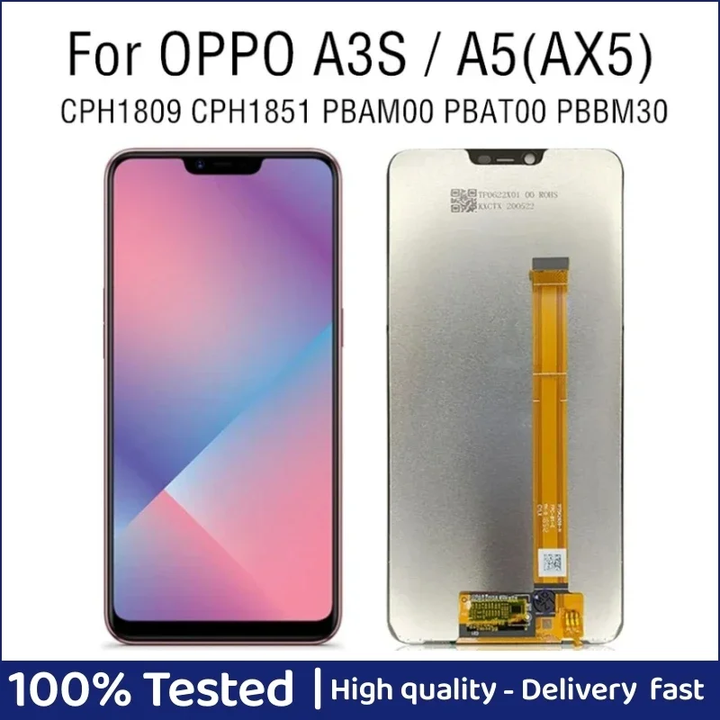 

l 6.2" Display For OPPO A3s A5 AX5 CPH1809 LCD Touch Screen Assembly Digitizer Replacement CPH1851 PBAM00 PBAT00 PBBM30